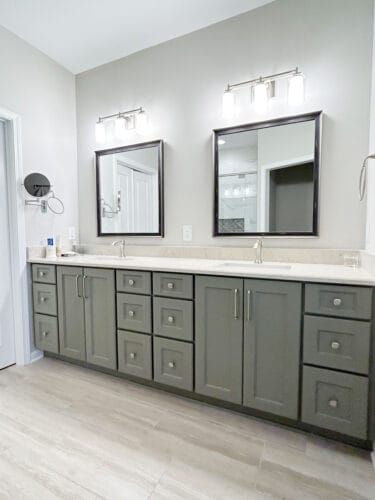 bathroom remodel with led sconces
