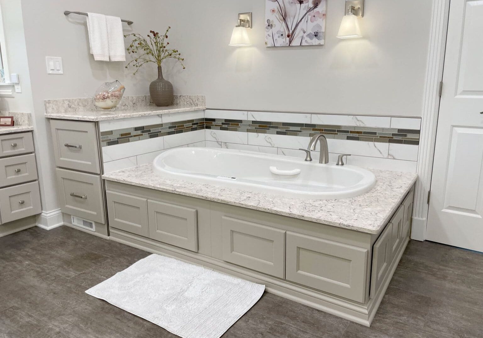 bathroom remodel bainultra thermomasseur tub and quartz deck