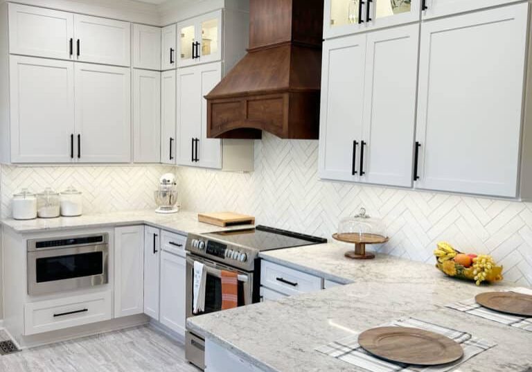 kitchen remodel with herringbone backsplash