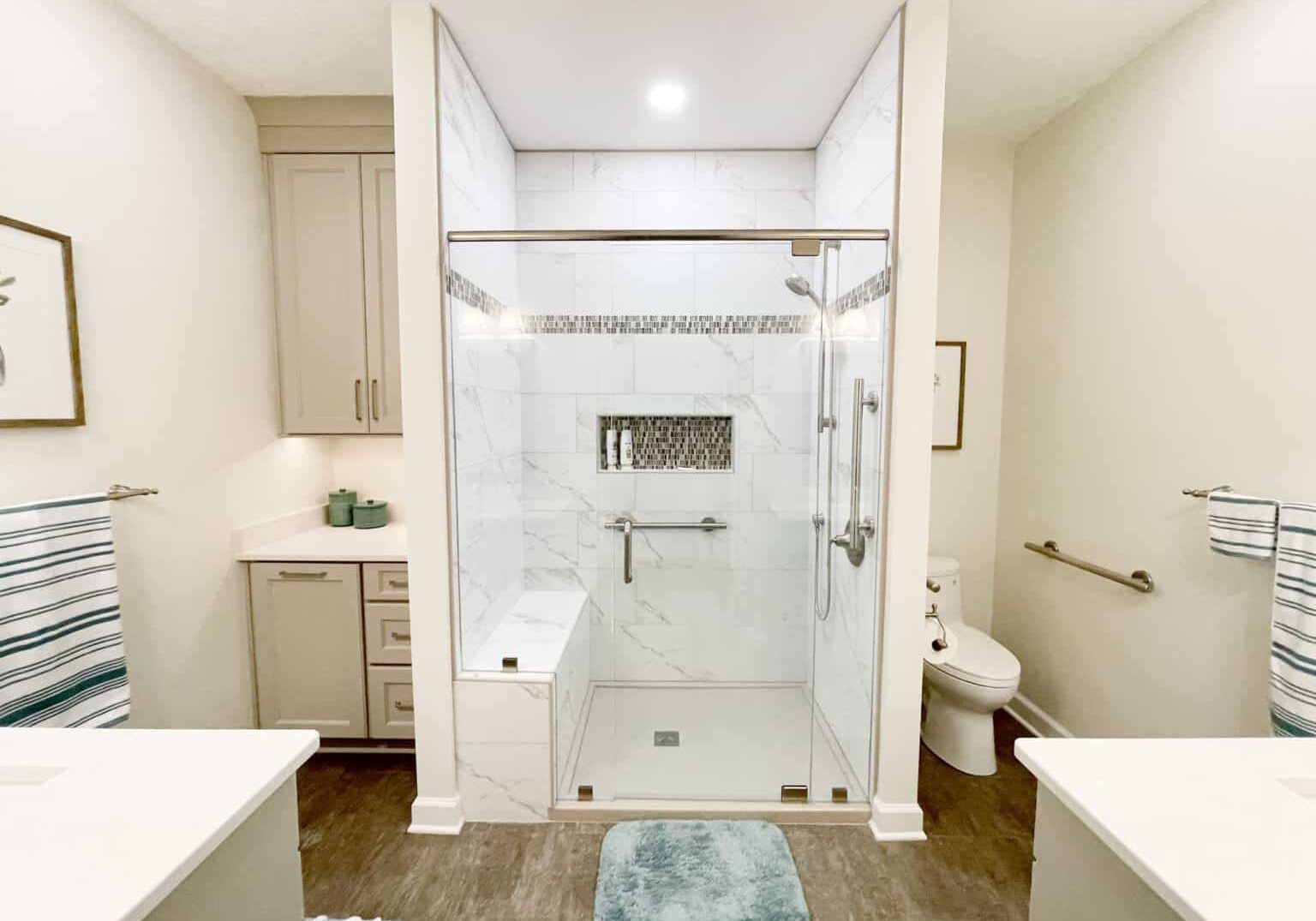 lebanon bathroom remodel with large walk in shower and bench