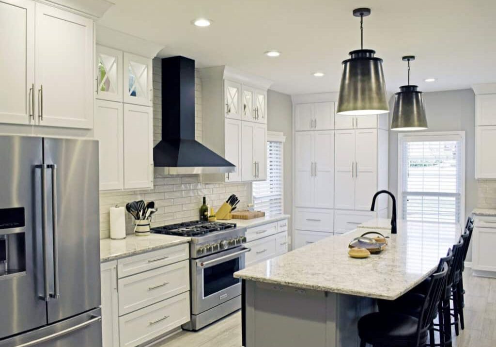 lebanon kitchen remodel with black range hood and large island