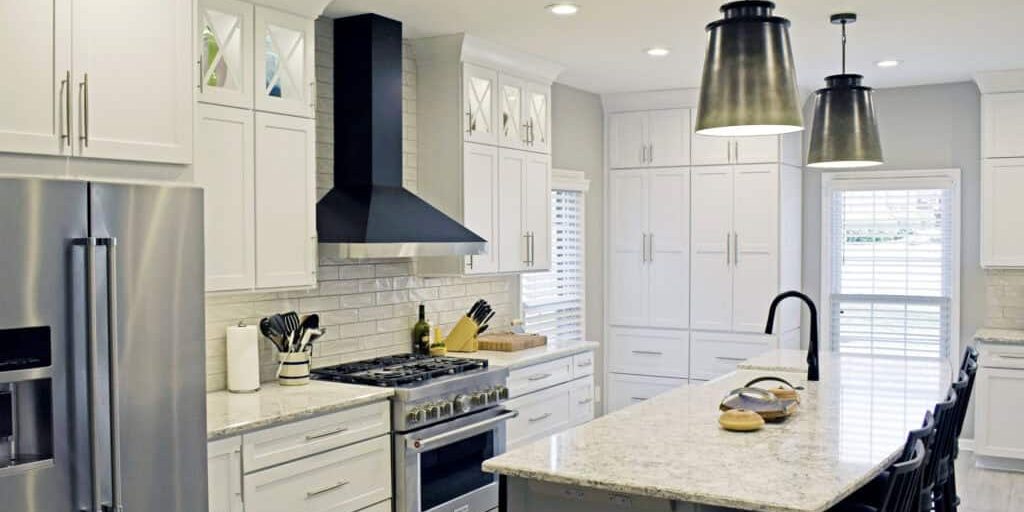 lebanon kitchen remodel with black range hood and large island