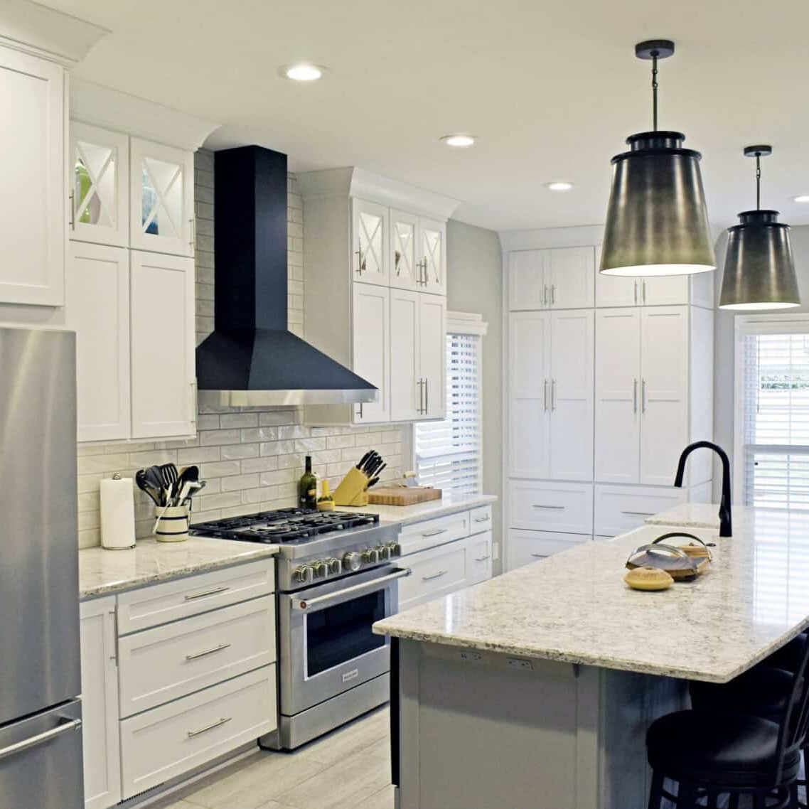 lebanon kitchen remodel with black range hood and large island