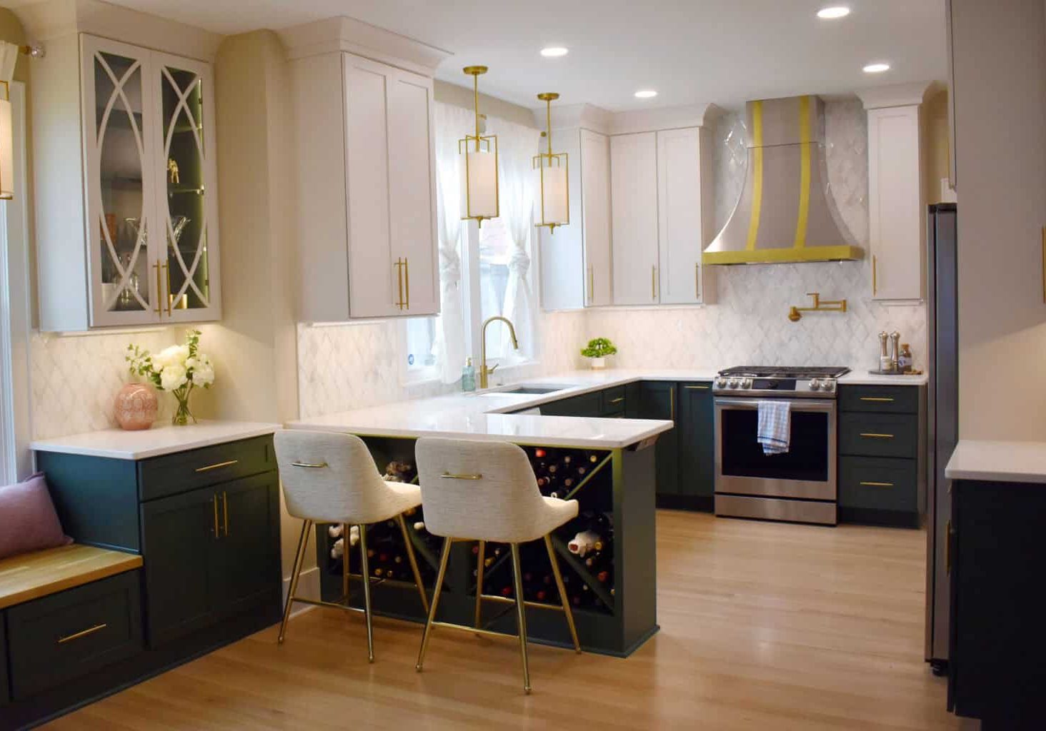 Lebanon-kitchen-remodel-with-wine-bar-peninsula,-two-tone-range-hood,-green-base-cabinets-4888 lebanon kitchen remodel with wine bar peninsula, two tone range hood, green base cabinets 4888