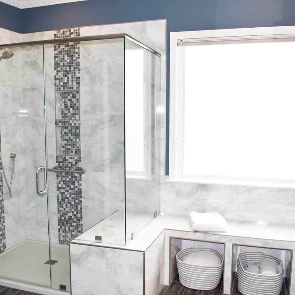 mt juliet bathroom remodel with tiled dressing bench