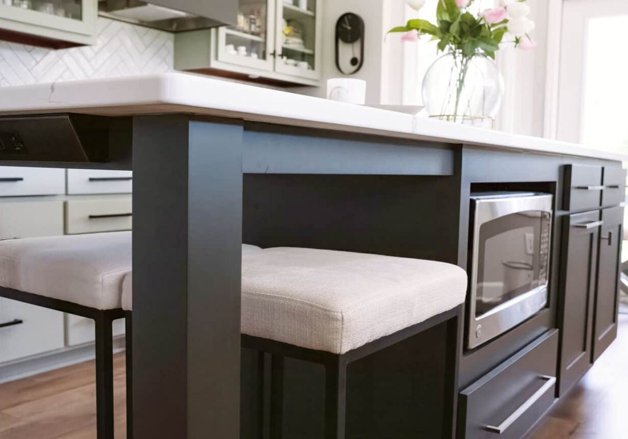 watertown kitchen remodel with island seating and herringbone backsplash