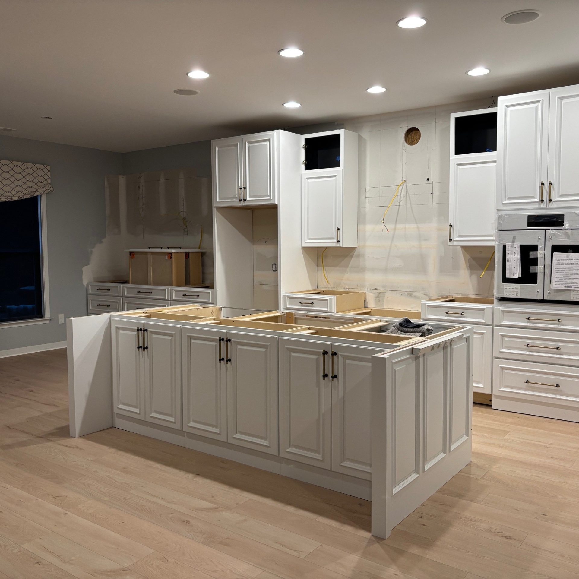 Cabinets have been installed for the New Kitchen