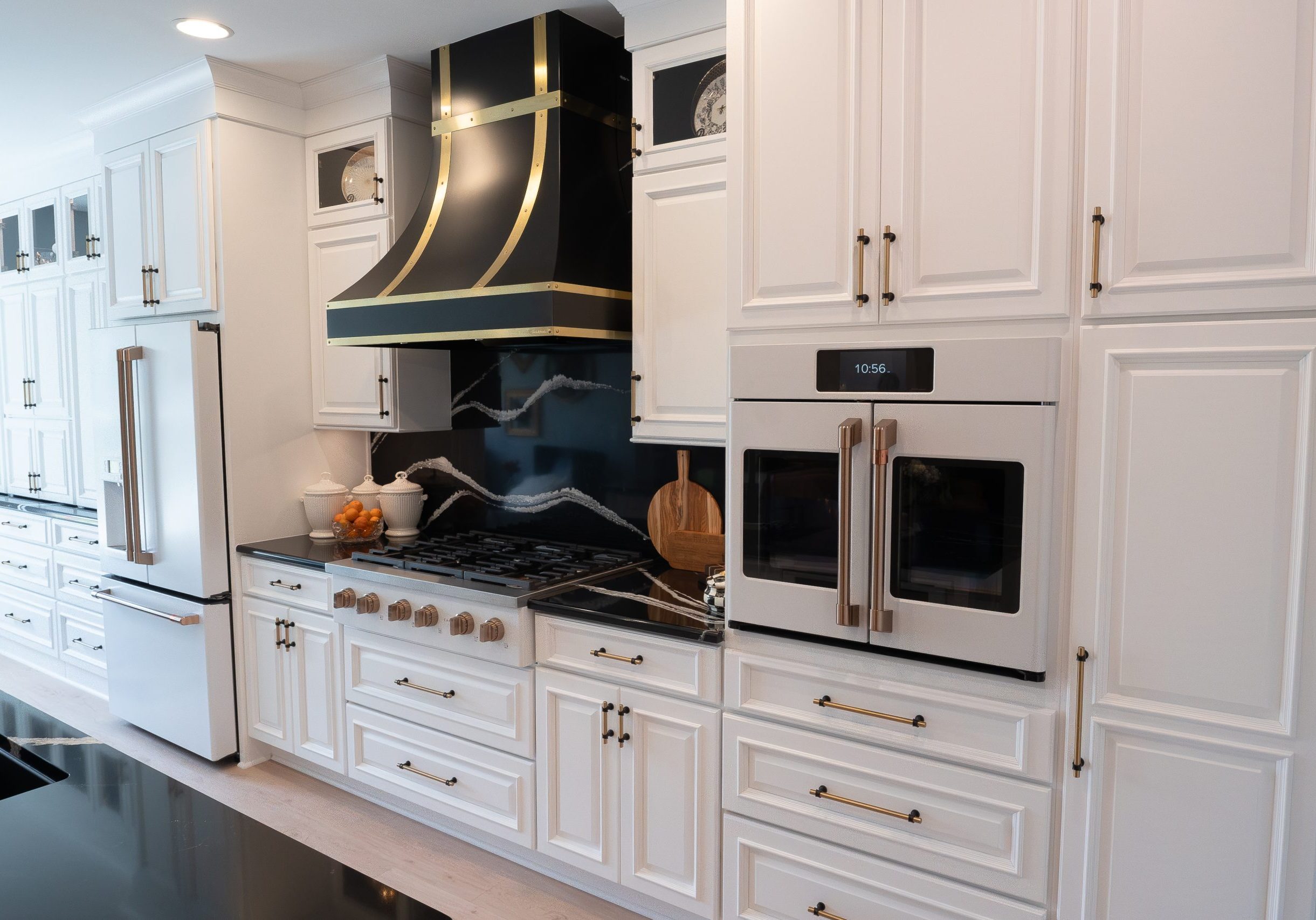 Kitchen Remodel with White Cabinets and matching appliances